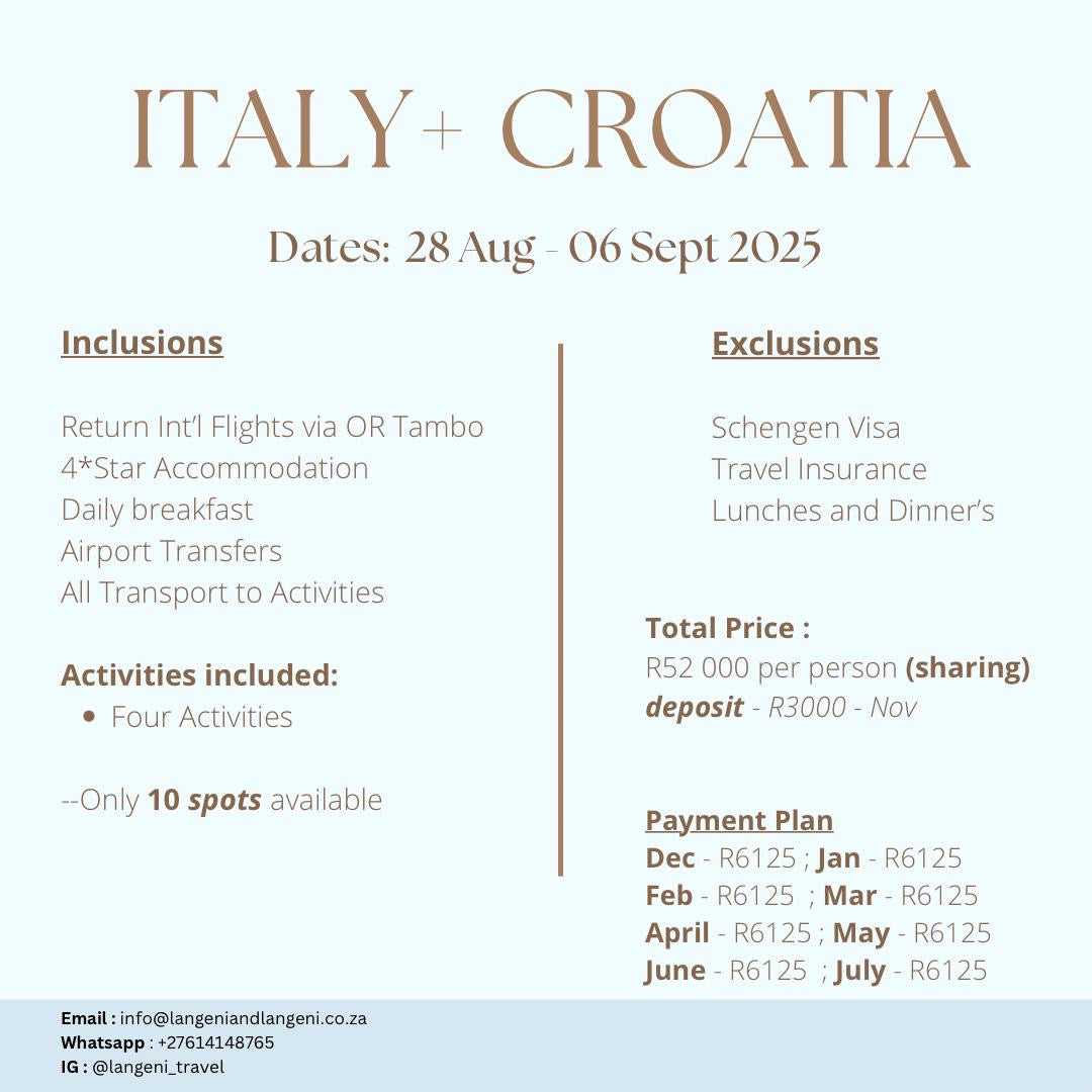 Italy, Croatia: 28 AUG - 06 SEPT '25