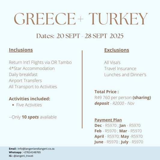 Greece, Turkey: 20 SEPT - 28 SEPT '25